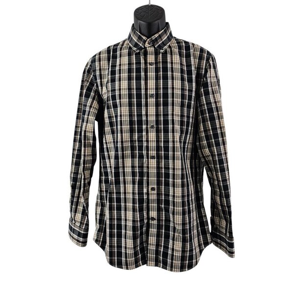 Banana Republic Non-Iron Tailored Slim Fit Plaid Long Sleeve Shirt - Size Medium - Picture 5 of 10